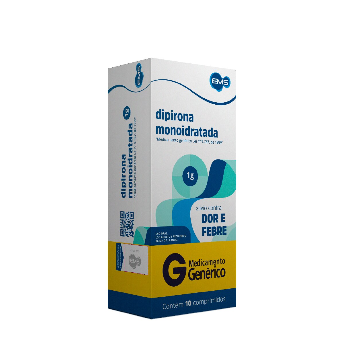 Dipirona Monoidratada 1g 10 Comprimidos EMS Generico