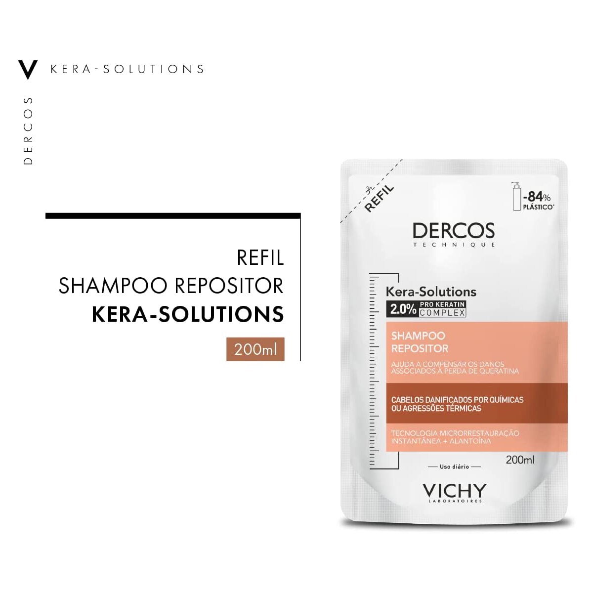 Refil Shampoo Dercos Vichy Kera-Solutions 200ml