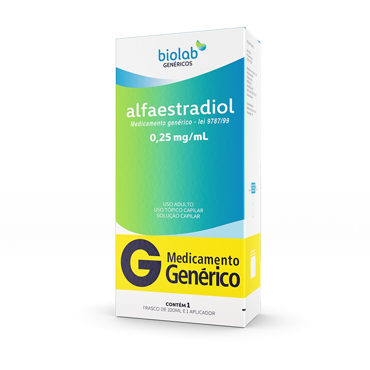 Alfaestradiol 0,25mg Solucao Capilar 100ml +  Aplicador Biolab Generico