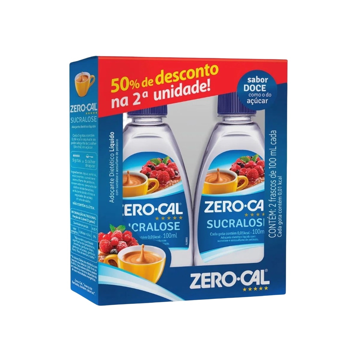 Adocante Liquido Zero Cal Sucralose 100ml 50% de Desconto na  Unidade