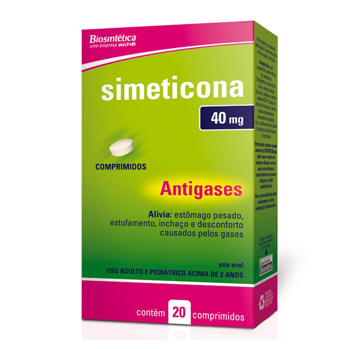 Simeticona 40mg 20 Comprimidos Biosintetica