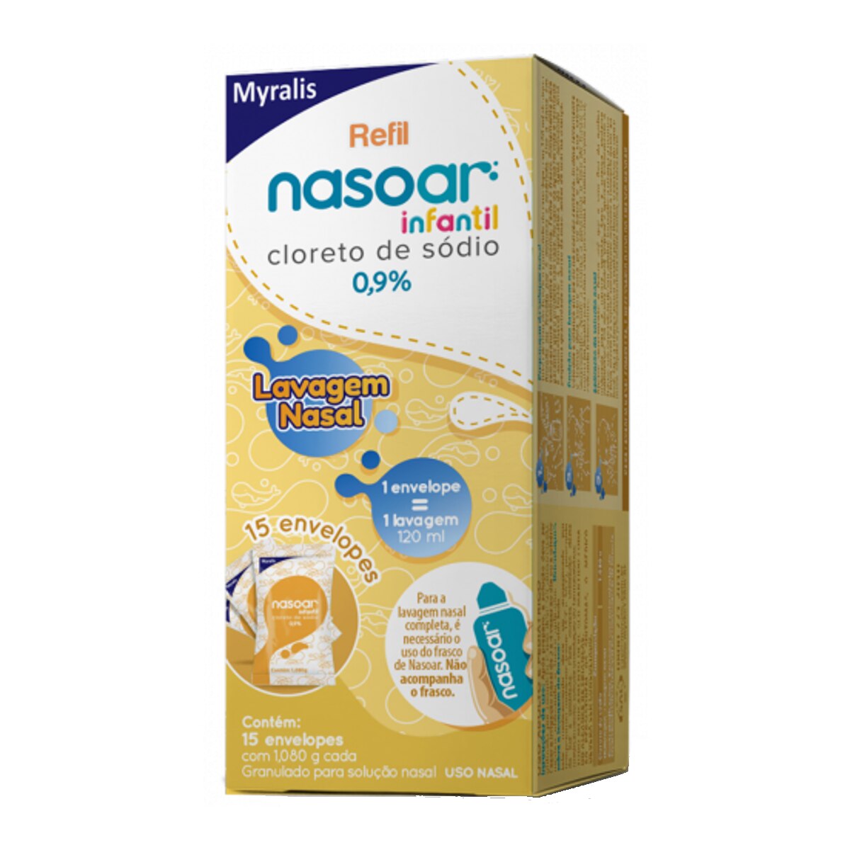Nasoar Infantil 0,9% Solucao Nasal Refil 15 Envelopes
