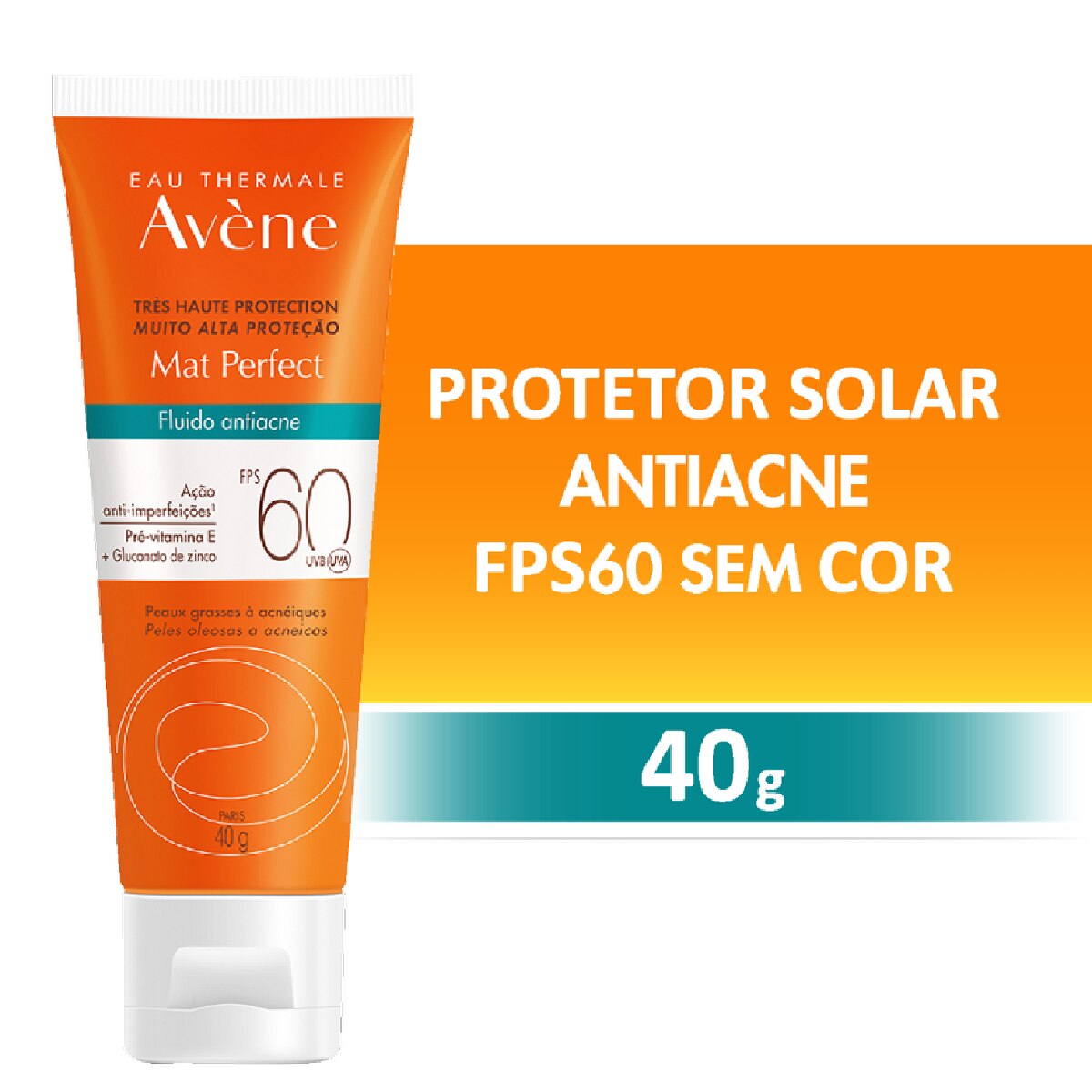 Protetor Solar Facial Avene Mat Perfect Fluido Antiacne FPS60 40g