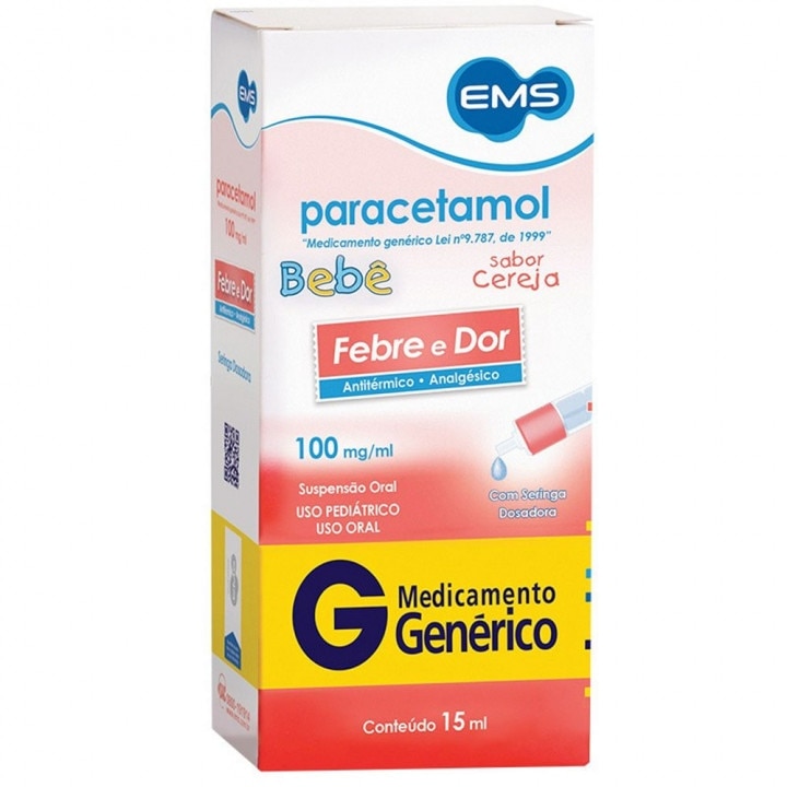Paracetamol Bebe 100mg Suspensao Oral 15ml EMS Generico
