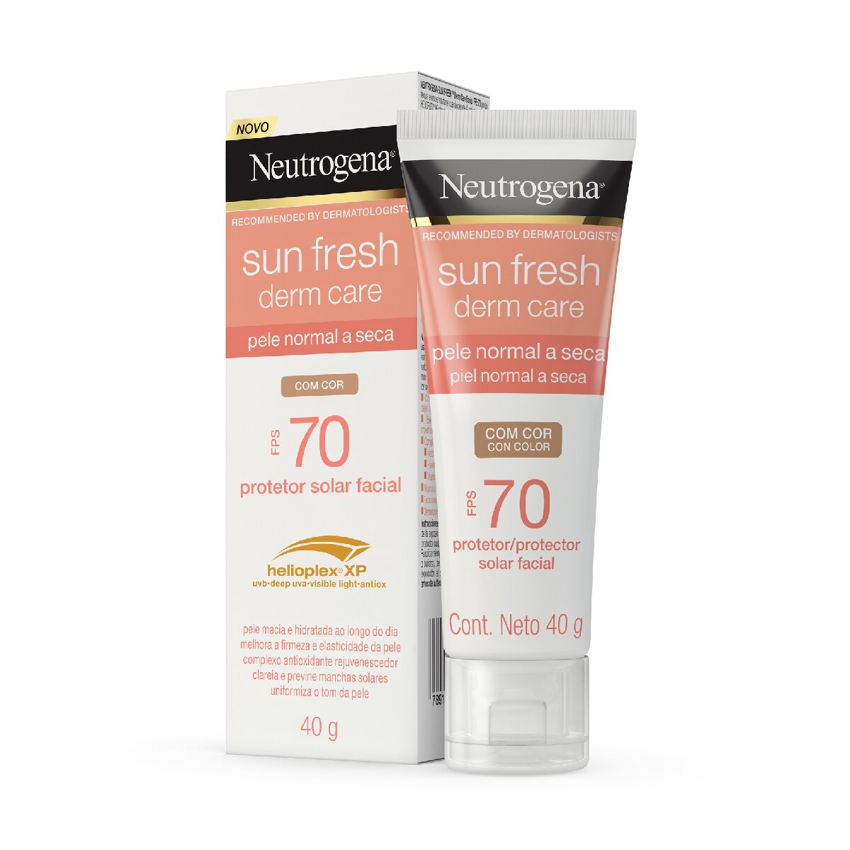 Protetor Solar Facial Neutrogena Sun Fresh Derm Care com Cor FPS70 40g