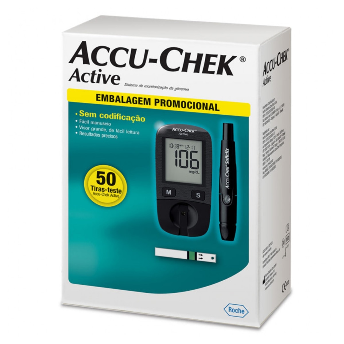 Monitor de Glicemia Accu-Chek Active + Tiras 50 Unidades
