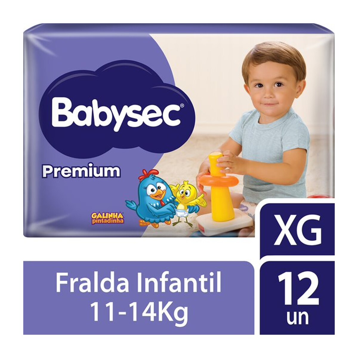 Fralda Babysec Galinha Pintadinha Premium XG 12 Unidades