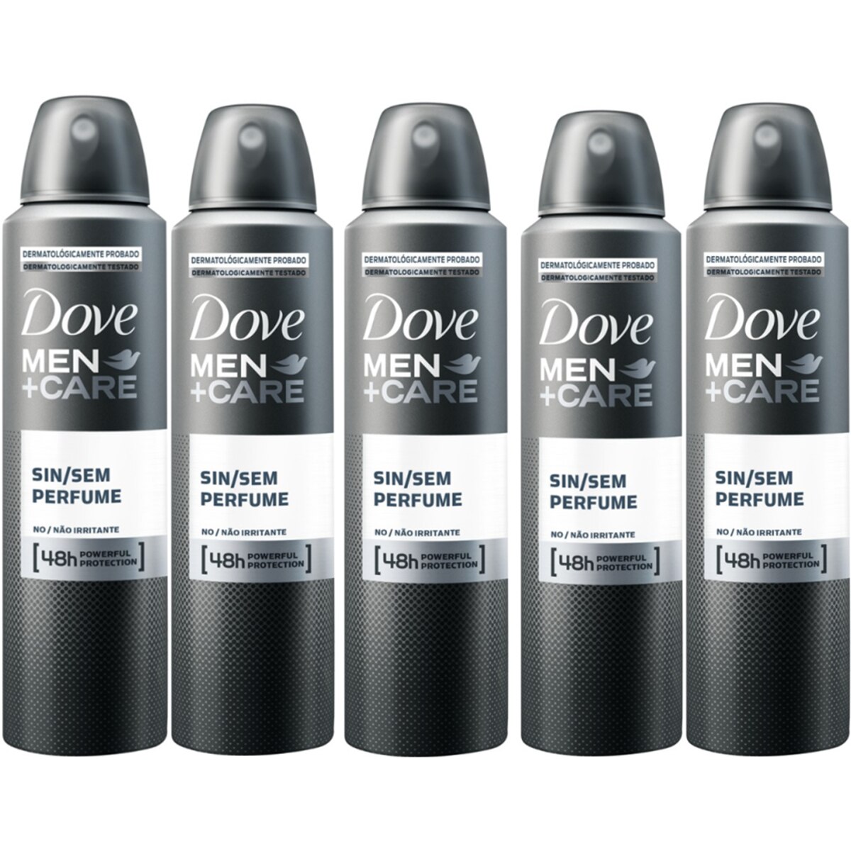 Kit 5 Unidades Desodorante Aerosol Dove Men Care Sem Perfume 150ml