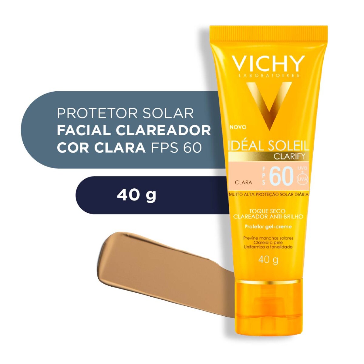 Protetor Solar Facial Vichy Ideal Soleil Clarify FPS60 Clara 40g