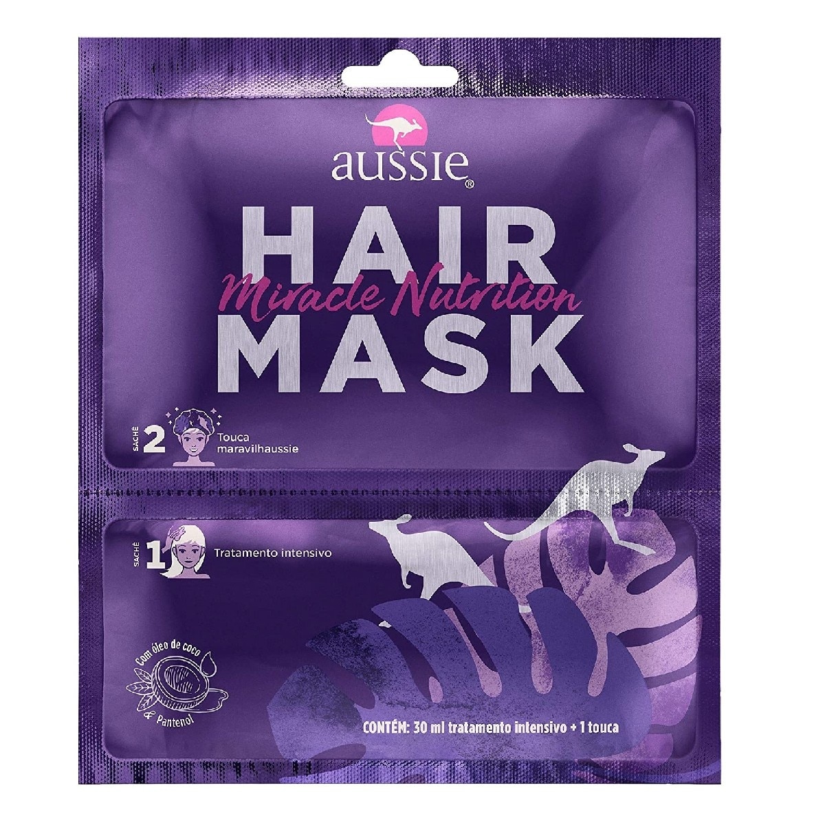 Mascara de Tratamento Aussie Hair Mask Miracle Nutrition 30ml + Touca