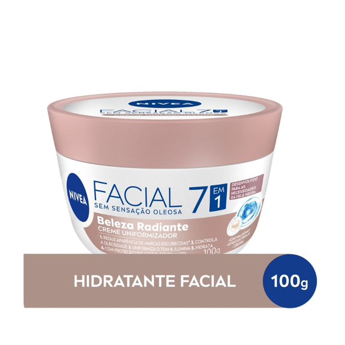 Creme Uniformizador Facial Nivea Beleza Radiante 7 em 1 para Pele Negra 100g