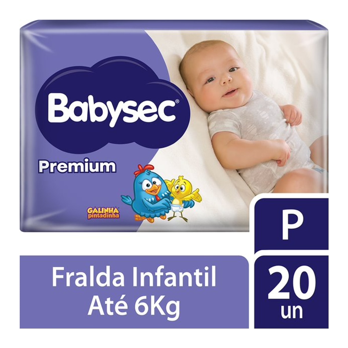 Fralda Babysec Galinha Pintadinha Premium P 20 Unidades