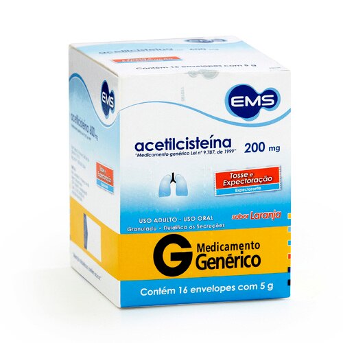 Acetilcisteina 200mg 16 Envelopes EMS Generico