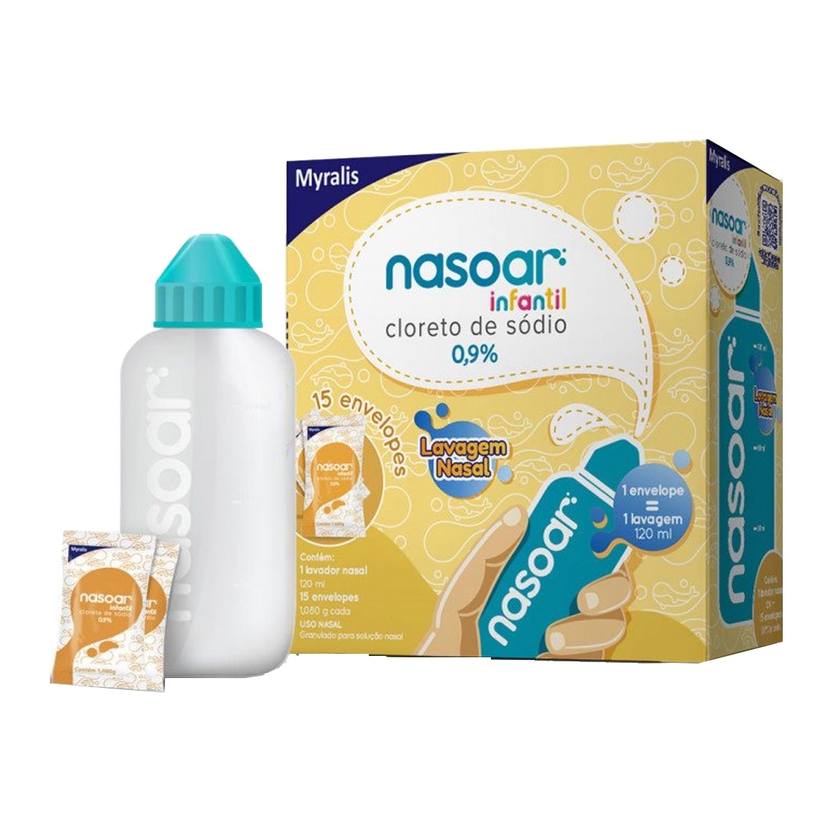 Nasoar Infantil 0,9% Solucao Nasal 15 Envelopes + Lavador Nasal