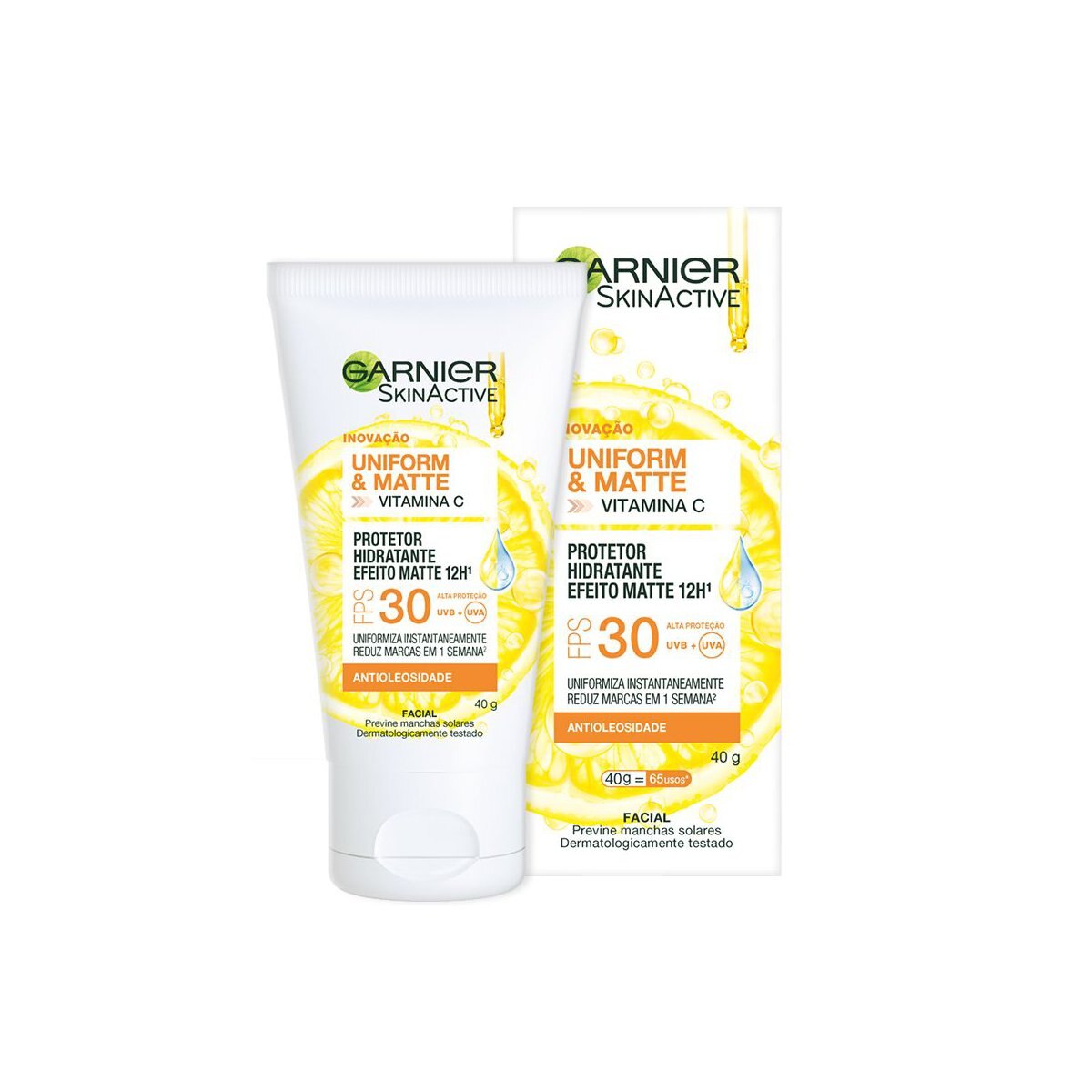 Protetor Facial Hidratante Garnier SkinActive Uniform & Matte Vitamina C FPS30 40g