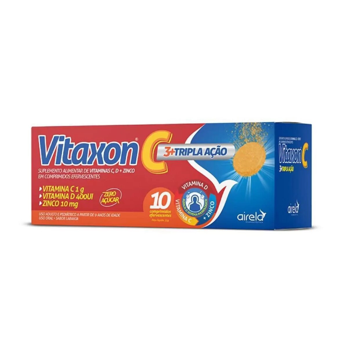 Vitaxon C Tripla Acao Sabor Laranja 10 Comprimidos Efervescentes