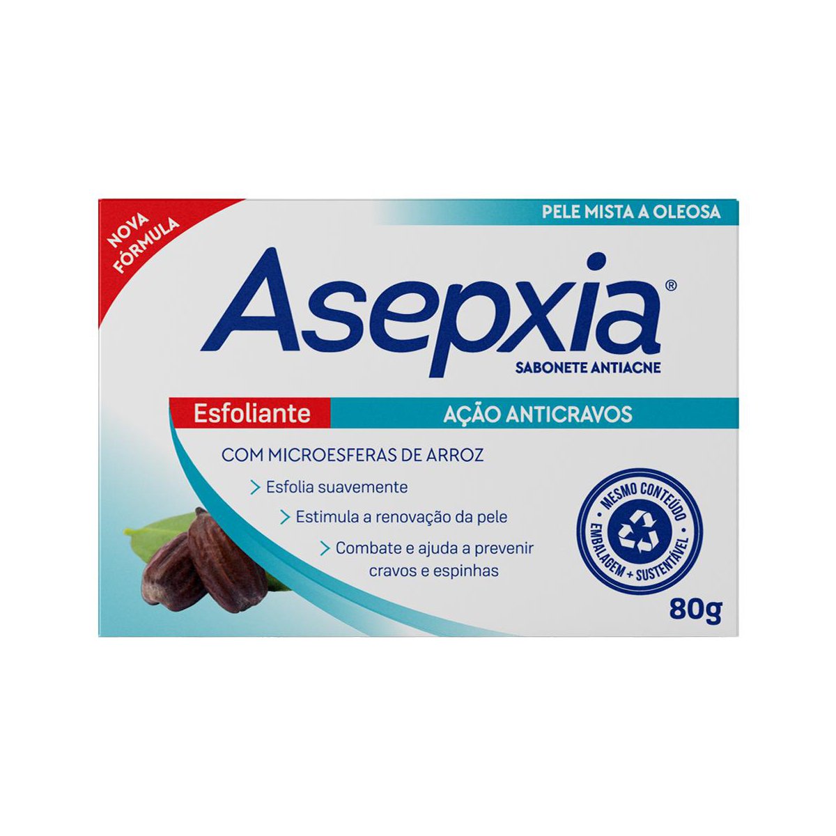 Sabonete em Barra Asepxia Esfoliante Acao Anticravos 80g