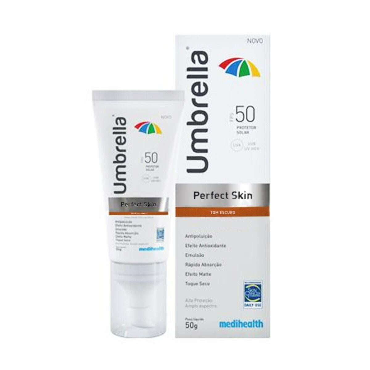 Protetor Solar Facial Umbrella Perfect Skin FPS50 Tom Escuro 50g