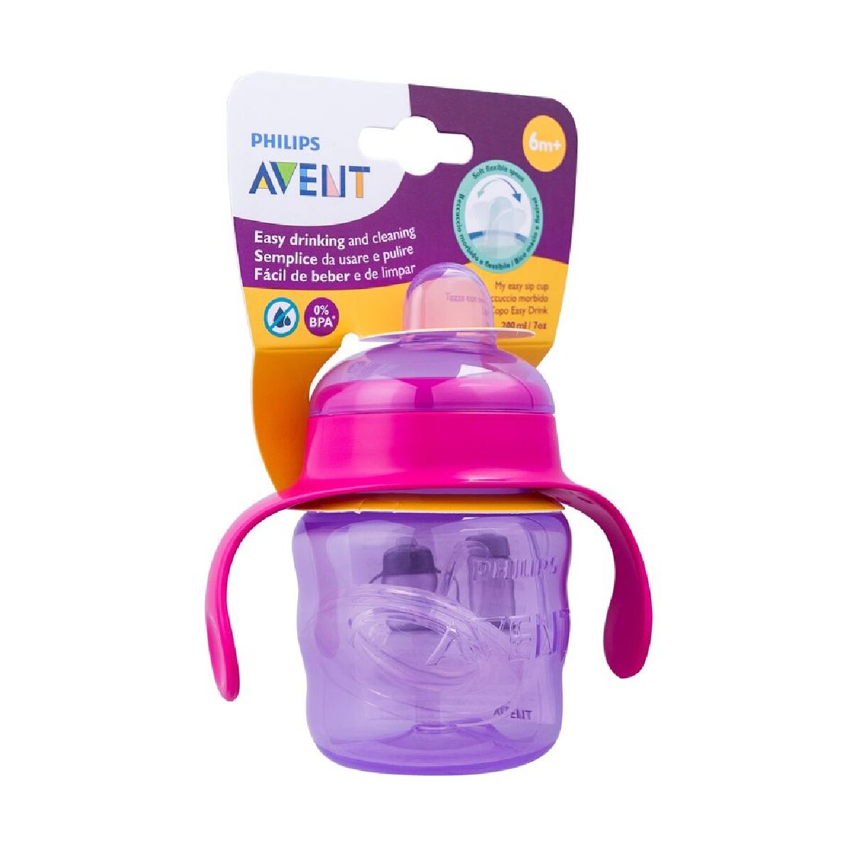 Copo Transicao Philips Avent Easy Sip 6m+ Rosa 200ml