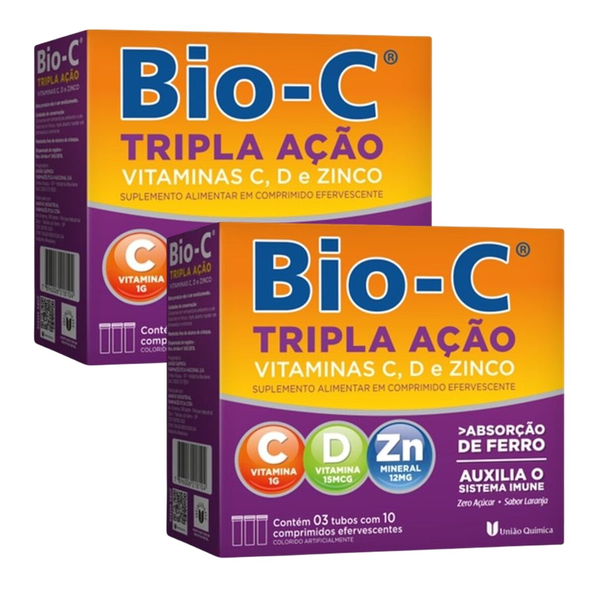 Bio-C Tripla Ação Sabor Laranja 30 Comprimidos Efervescentes