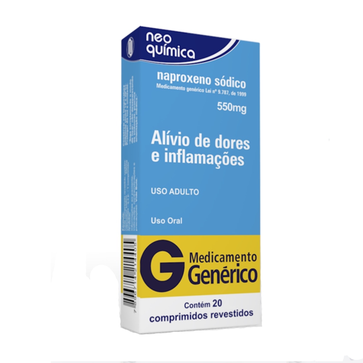 Naproxeno Sodico 550mg 20 Comprimidos Revestidos Neo Quimica Generico