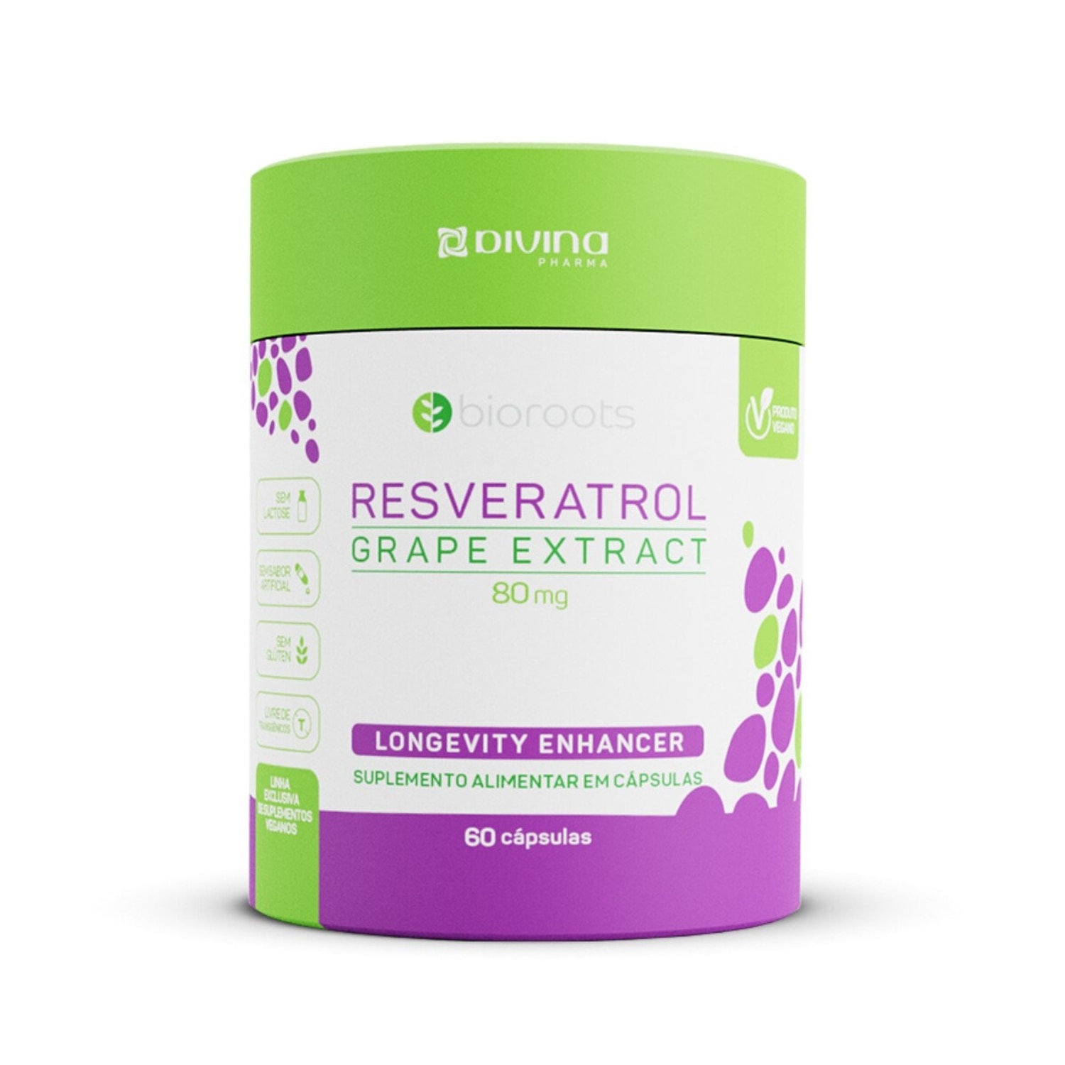 Resveratrol Grape Extract Bioroots 80mg 60 Capsulas