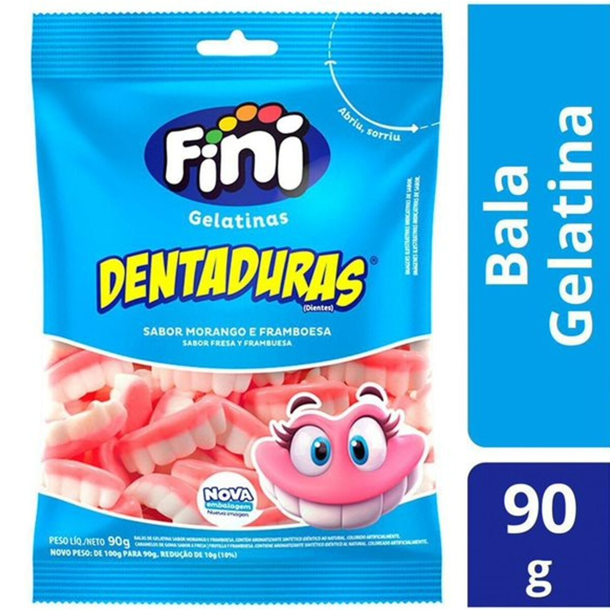 Bala de Gelatina Fini Dentaduras 90g