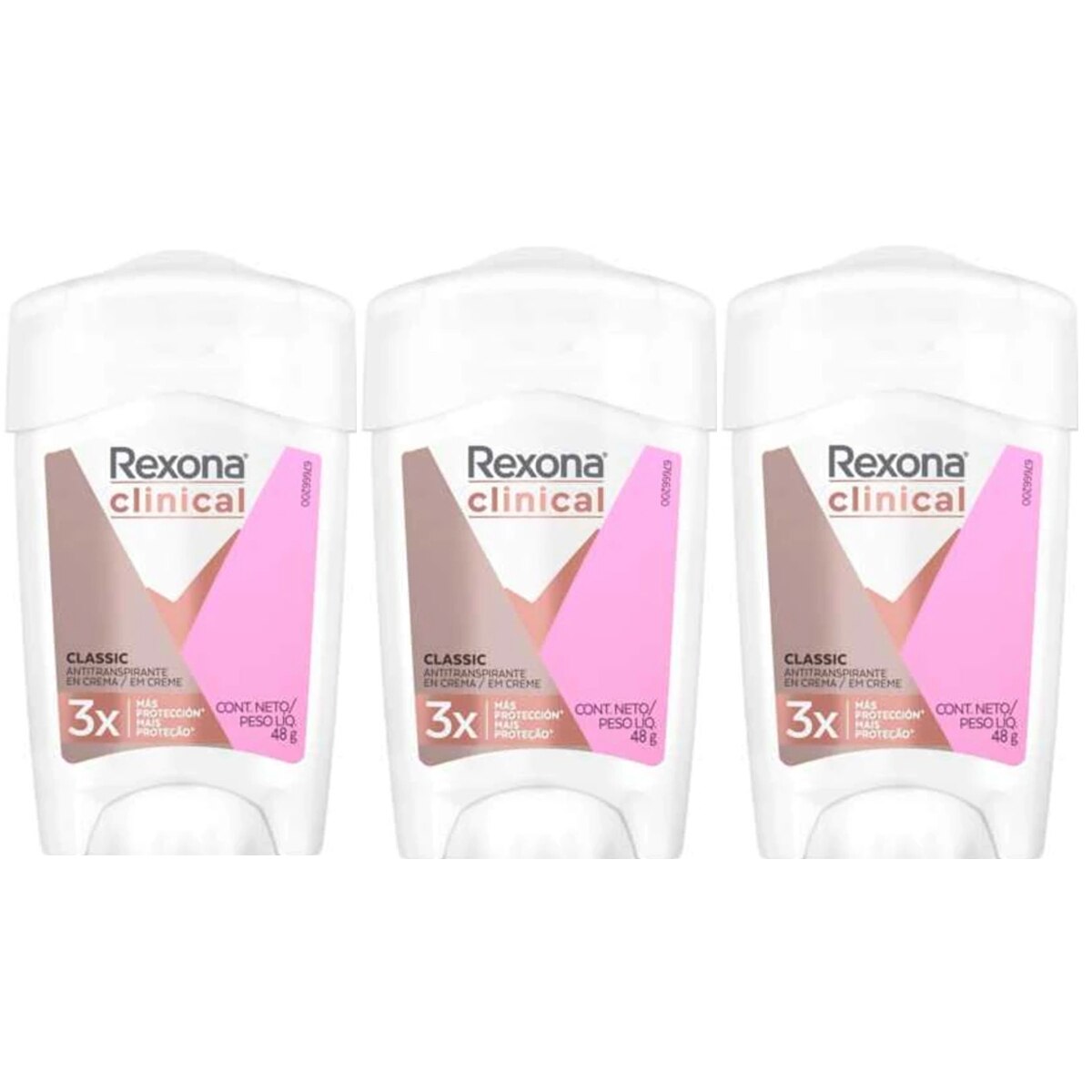 Kit 3 Unidades Desodorante Creme Rexona Women Clinical Classic 48g