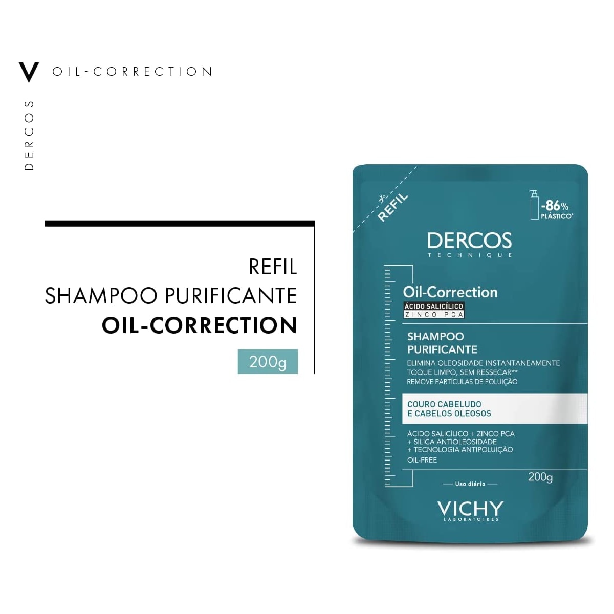 Refil Shampoo Dercos Vichy Oil-Correction 200g