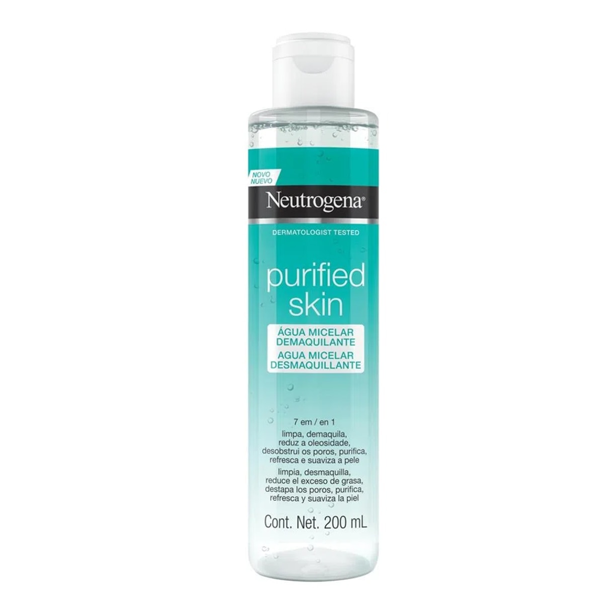 Agua Micelar Neutrogena Purified Skin 7 em 1 Demaquilante 200ml