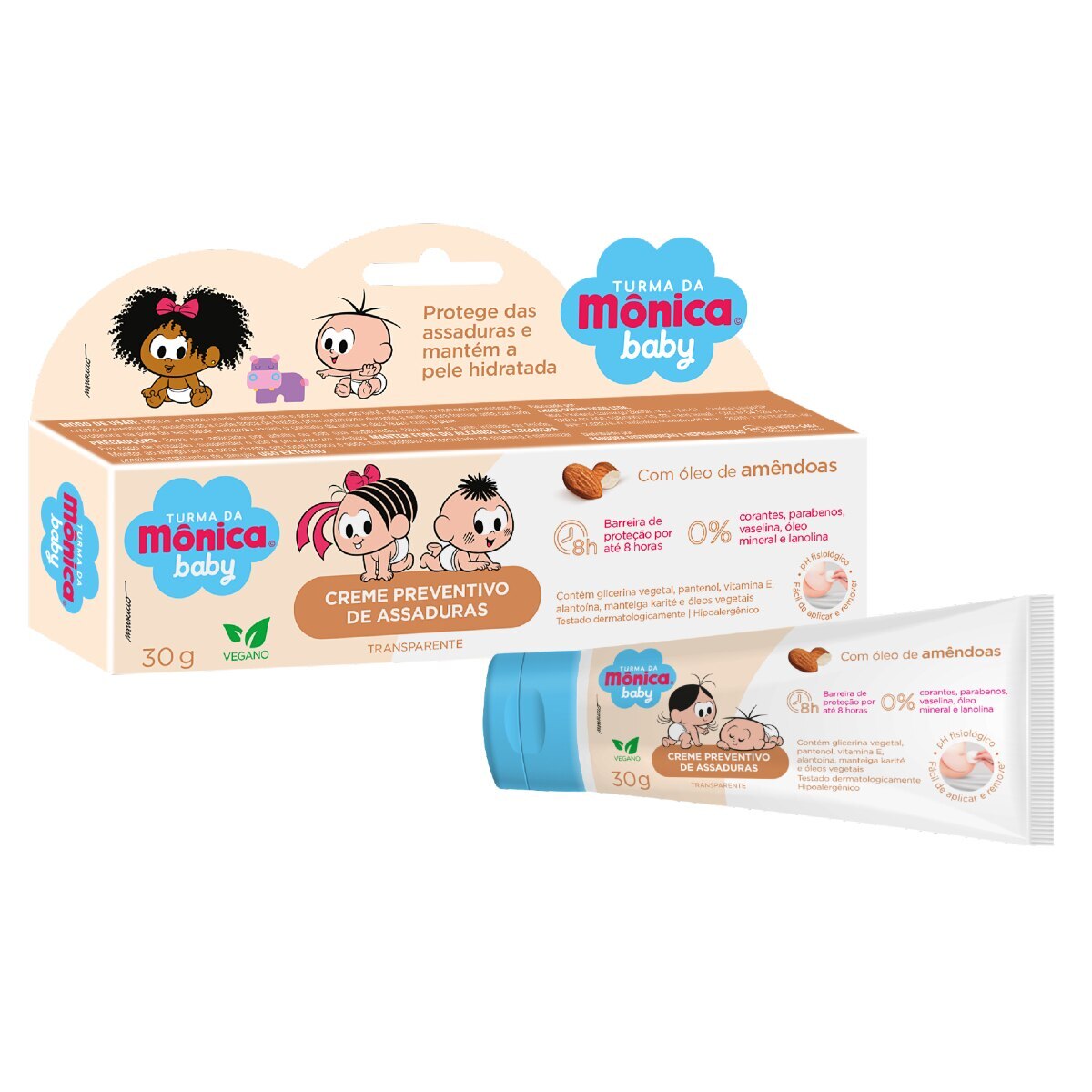 Creme Preventivo de Assaduras Turma da Monica Baby Transparente com Oleo de Amendoas 30g