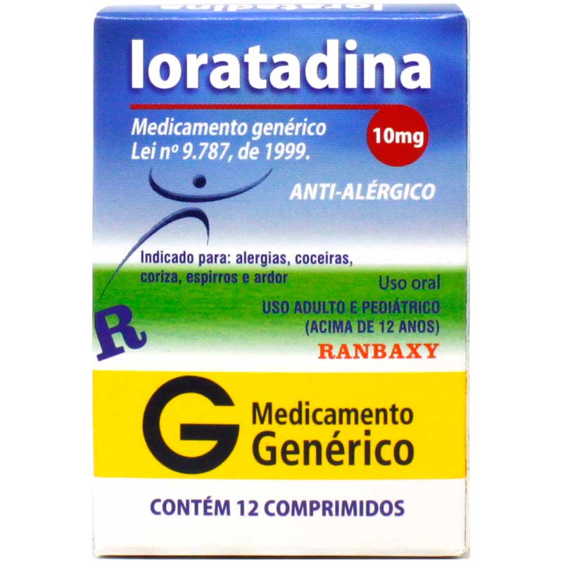 Loratadina 10mg 12 Comprimidos Ranbaxy Generico