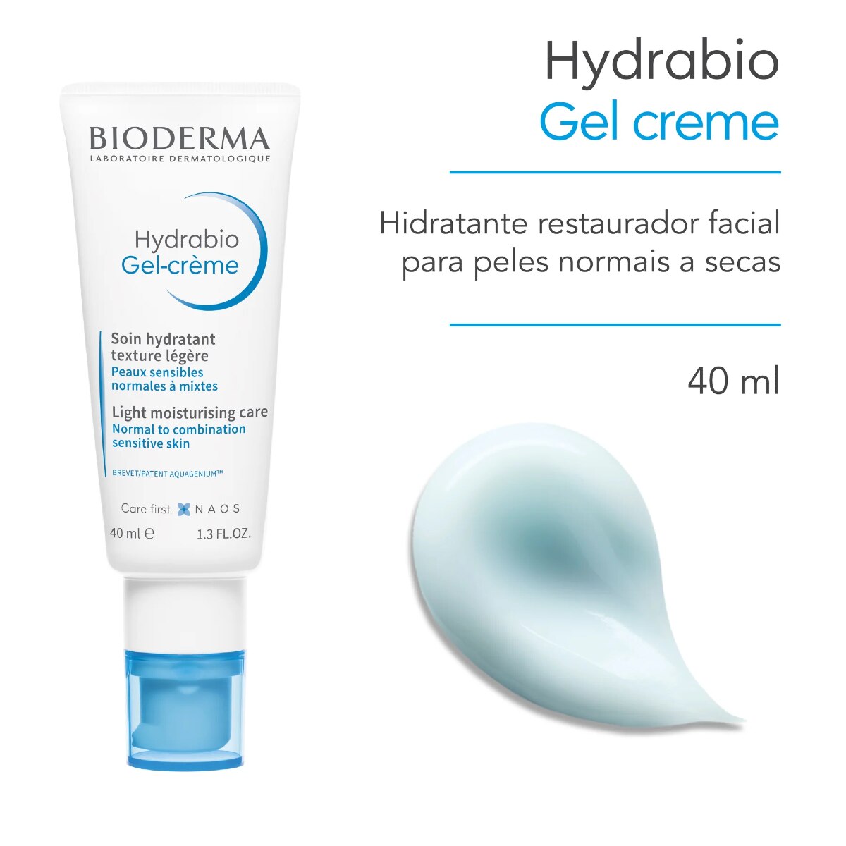 Gel Creme Facial Bioderma Hydrabio Hidratante Restaurador 40ml