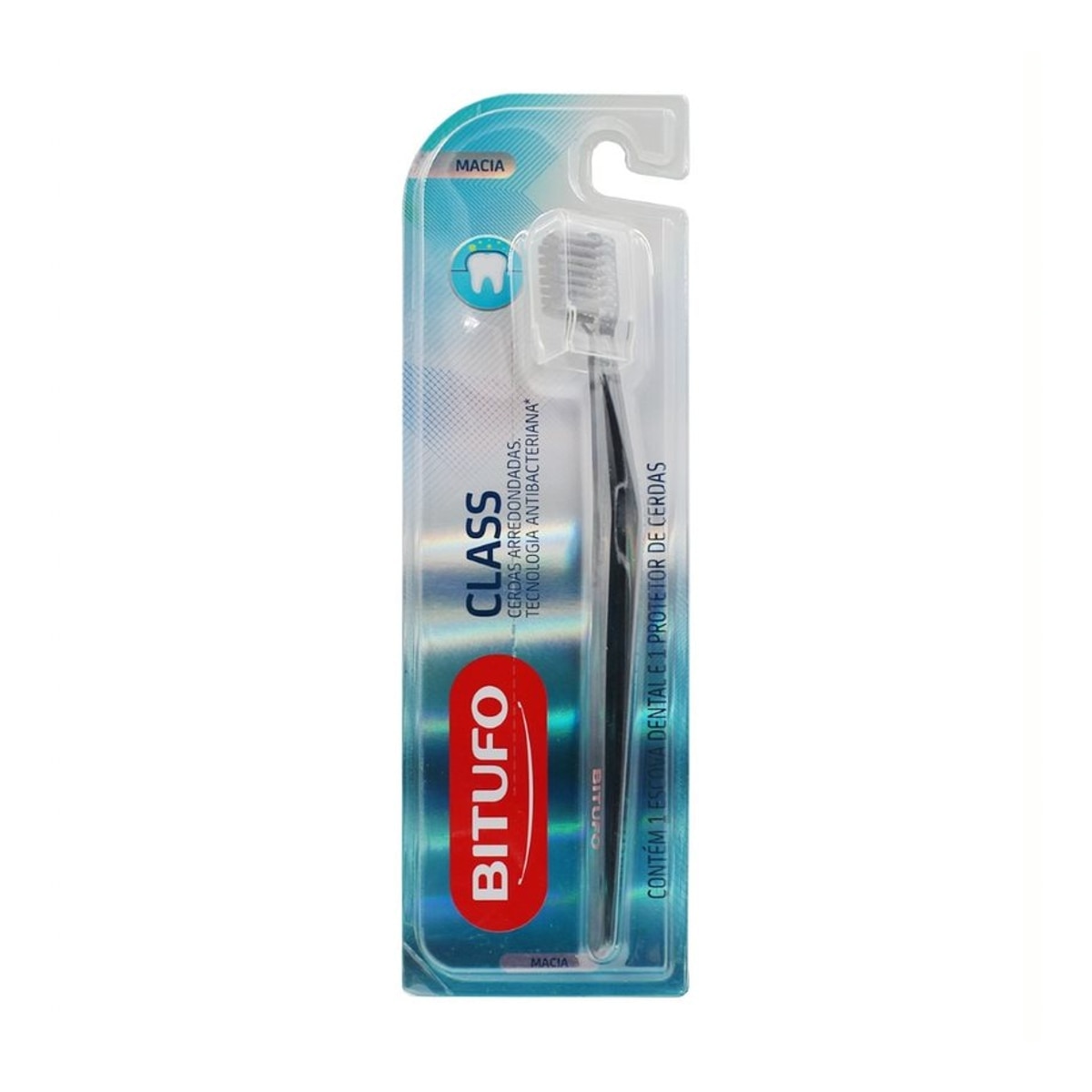 Escova Dental Bitufo Class Macia com Protetor de Cerdas Cores Sortidas